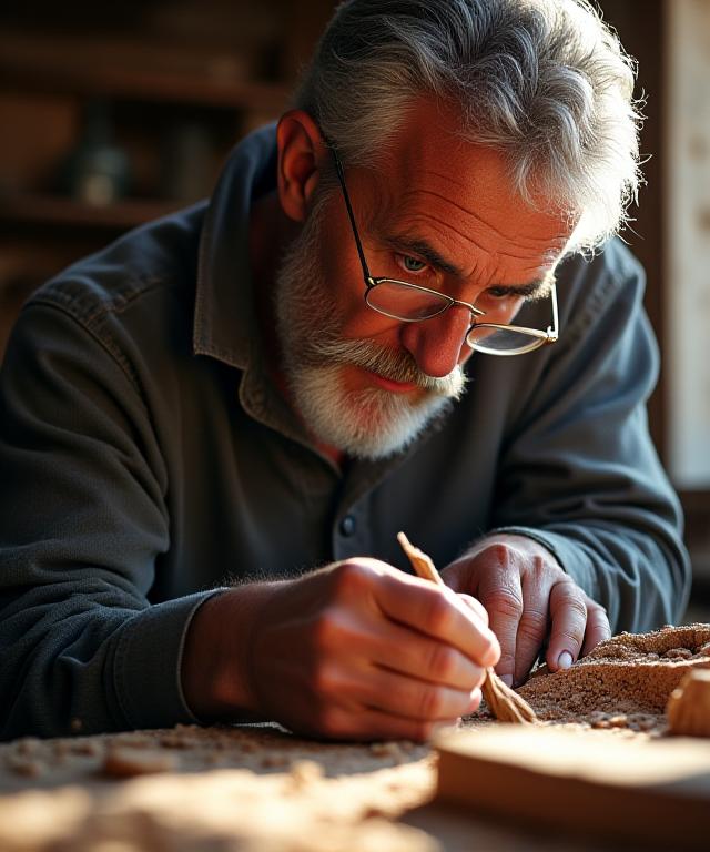 Artigiano al lavoro nel laboratorio di Roma